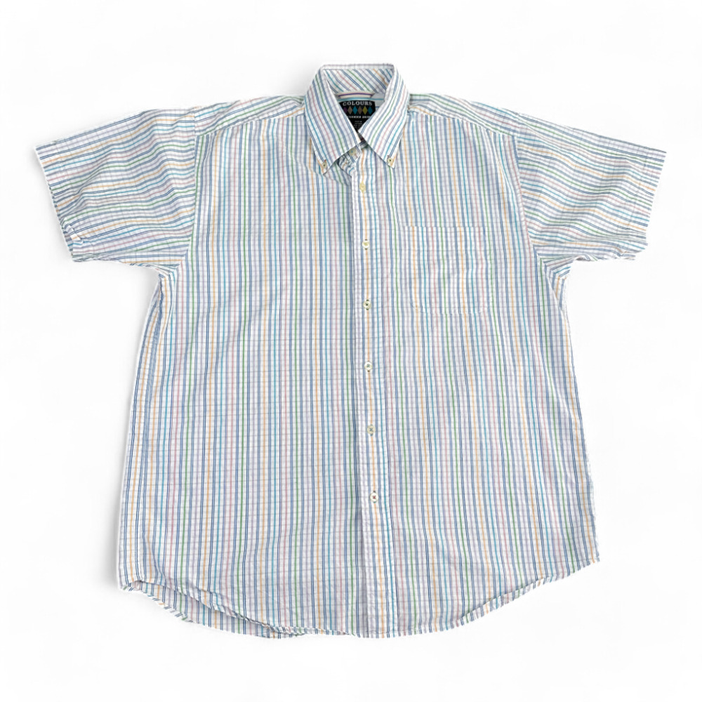 Colours By Alexander Julian Shirt Adult MEDIUM White Purple Pastel Stripes Y2K